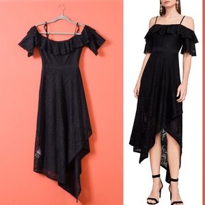 BCBGMaxAriza Demi Lace Asymmetrical Black Dress XS